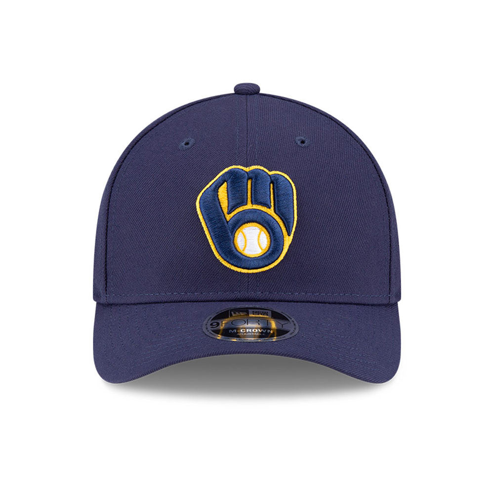 Milwaukee Brewers Navy Blue New Era Player Replica M-Crown 9FORTY Adjustable Hat Official Team Hat Sports Fan Cap Official MLB Team Hat Baseball Fan C