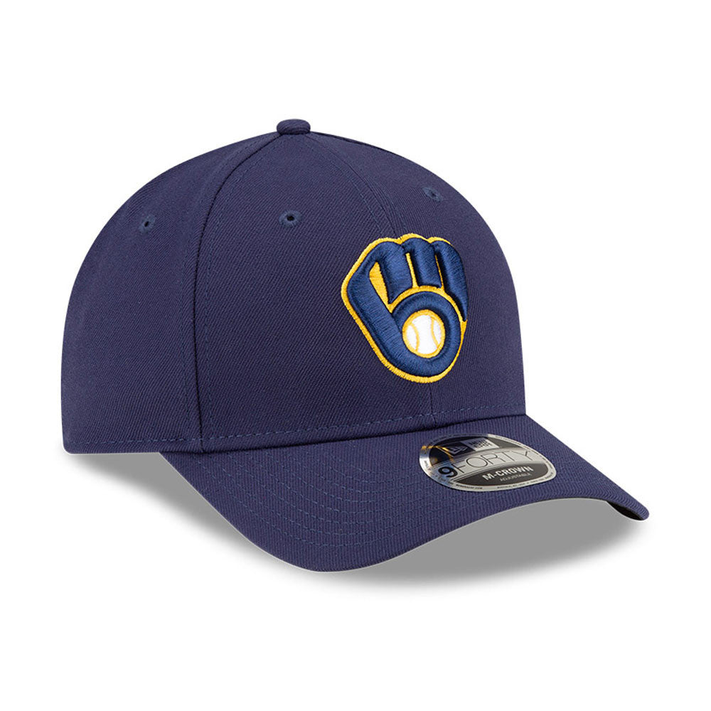 Milwaukee Brewers Navy Blue New Era Player Replica M-Crown 9FORTY Adjustable Hat Official Team Hat Sports Fan Cap Official MLB Team Hat Baseball Fan C