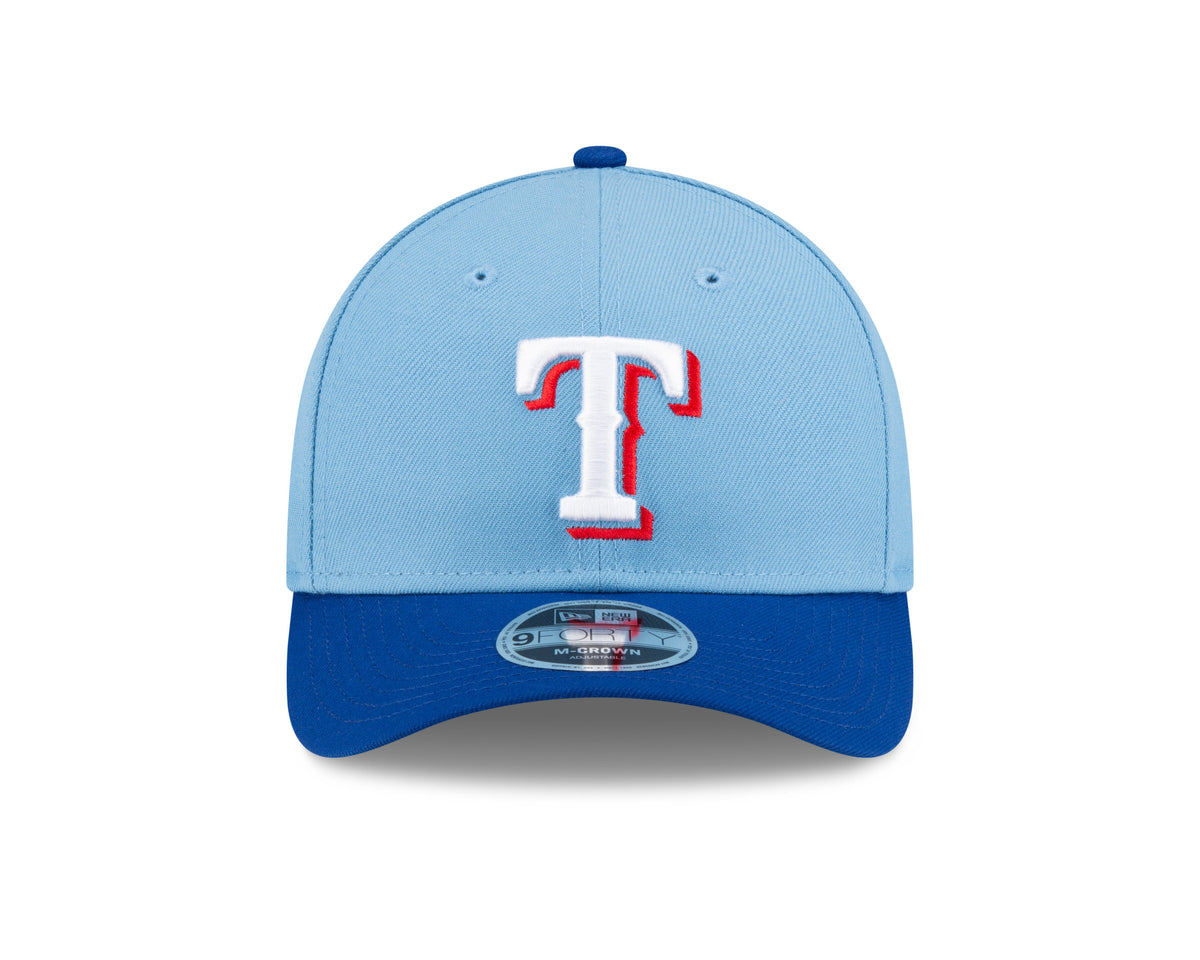 Texas Rangers Blue Alternate New Era Player Replica M-Crown 9FORTY Adjustable Hat Official Team Hat Sports Fan Cap Official MLB Team Hat Baseball Fan
