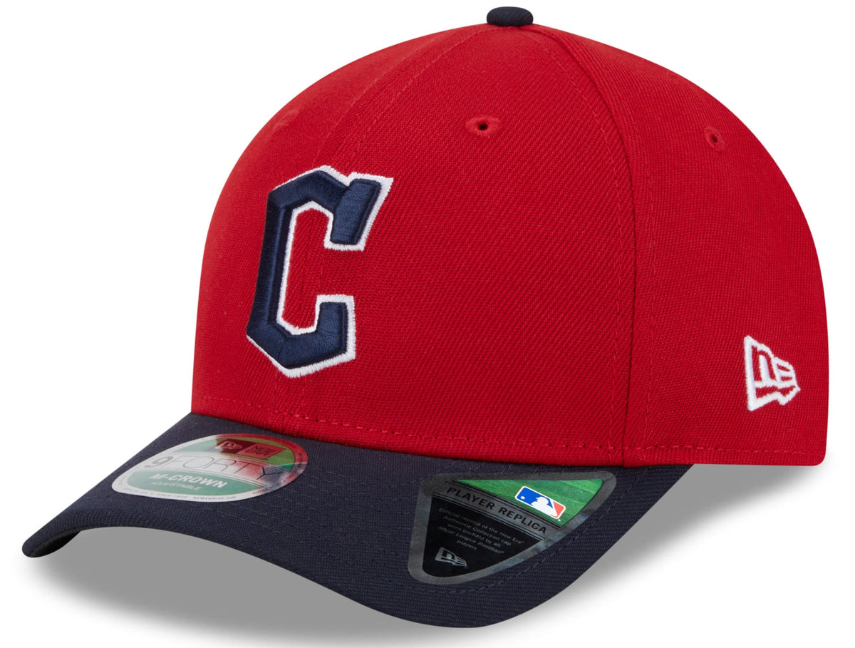 Cleveland Guardians Red Navy New Era Player Replica M-Crown 9FORTY Adjustable Hat Official Team Hat Sports Fan Cap Official MLB Team Hat Baseball Fan