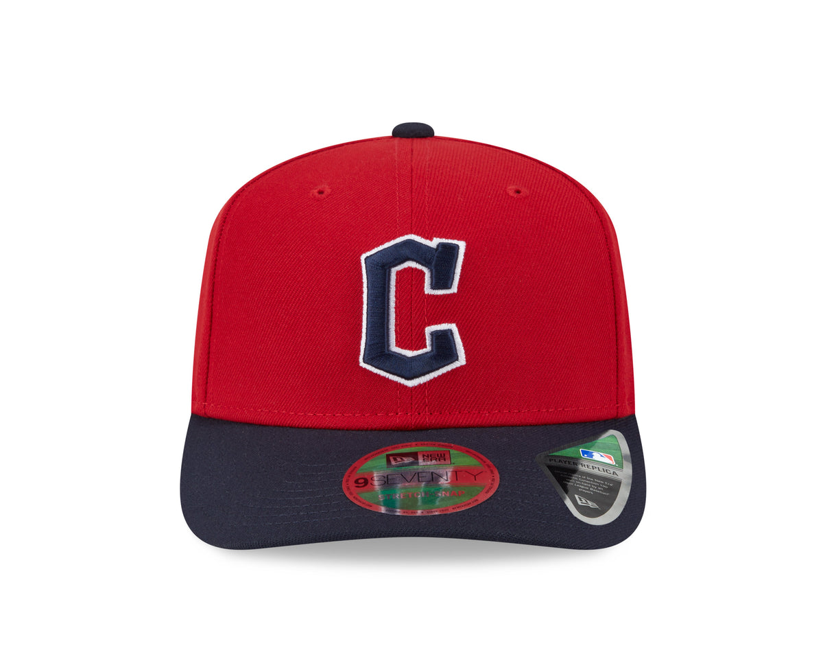 Cleveland Guardians Red Navy New Era Player Replica 9SEVENTY Stretch Snap Adjustable Hat Official Team Hat Sports Fan Cap Official MLB Team Hat Baseba