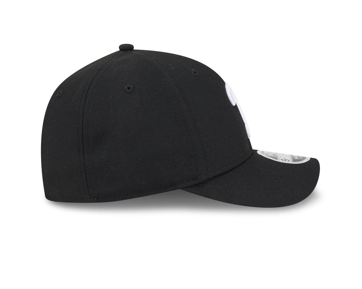 Philadelphia Phillies Black and White New Era M-Crown 9FORTY Adjustable Hat Official Team Hat Sports Fan Cap Official MLB Team Hat Baseball Fan Cap