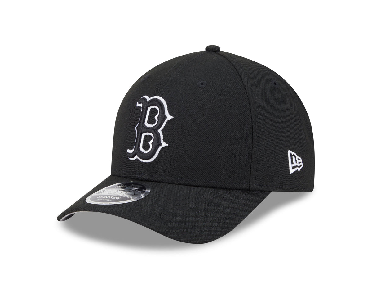 Boston Red Sox Black and White New Era M-Crown 9FORTY Adjustable Hat Official Team Hat Sports Fan Cap Official MLB Team Hat Baseball Fan Cap