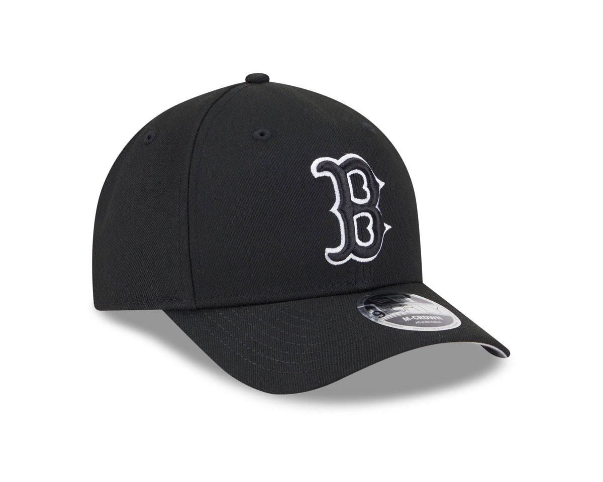 Boston Red Sox Black and White New Era M-Crown 9FORTY Adjustable Hat Official Team Hat Sports Fan Cap Official MLB Team Hat Baseball Fan Cap