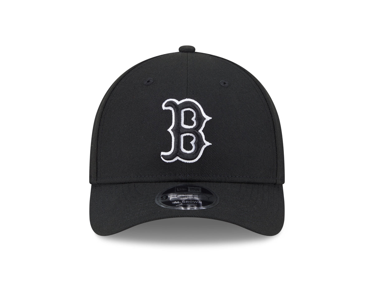 Boston Red Sox Black and White New Era M-Crown 9FORTY Adjustable Hat Official Team Hat Sports Fan Cap Official MLB Team Hat Baseball Fan Cap