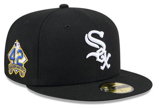 Chicago White Sox Jackie Robinson Day 25 New Era Black Game Authentic Collection On-Field 59FIFTY Fitted Hat Official Team Hat Sports Fan Cap Official