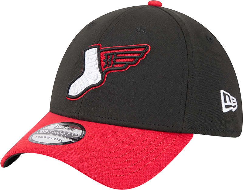 Chicago White Sox 2025 City Connect Alternate Black Red New Era 39THIRTY Flex Fit Hat Official Team Hat Sports Fan Cap Official MLB Team Hat Baseball