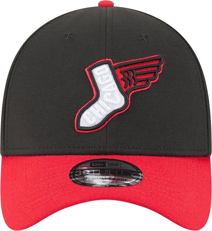 Chicago White Sox 2025 City Connect Alternate Black Red New Era 39THIRTY Flex Fit Hat Official Team Hat Sports Fan Cap Official MLB Team Hat Baseball