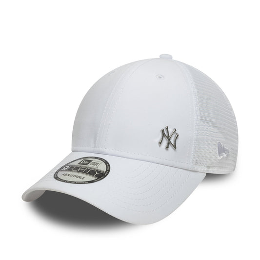 New York Yankees MLB Flawless 9forty Trucker Snapback White Official Team Hat Sports Fan Cap Official MLB Team Hat Baseball Fan Cap
