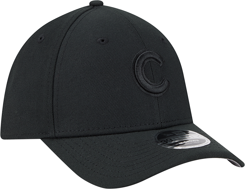 Chicago Cubs New Era M-Crown 39Thirty Black Tonal Flex Fit Hat Official Team Hat Sports Fan Cap Official MLB Team Hat Baseball Fan Cap