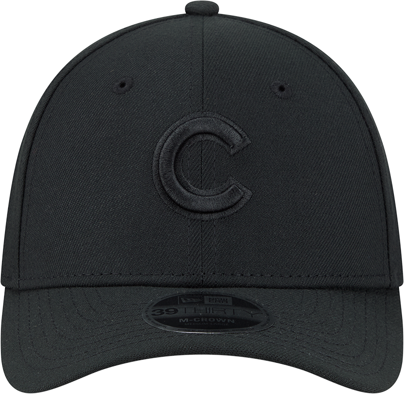 Chicago Cubs New Era M-Crown 39Thirty Black Tonal Flex Fit Hat Official Team Hat Sports Fan Cap Official MLB Team Hat Baseball Fan Cap