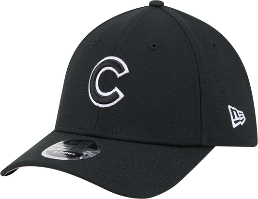 Chicago Cubs New Era M-Crown 39Thirty Black White Flex Fit Hat Official Team Hat Sports Fan Cap Official MLB Team Hat Baseball Fan Cap