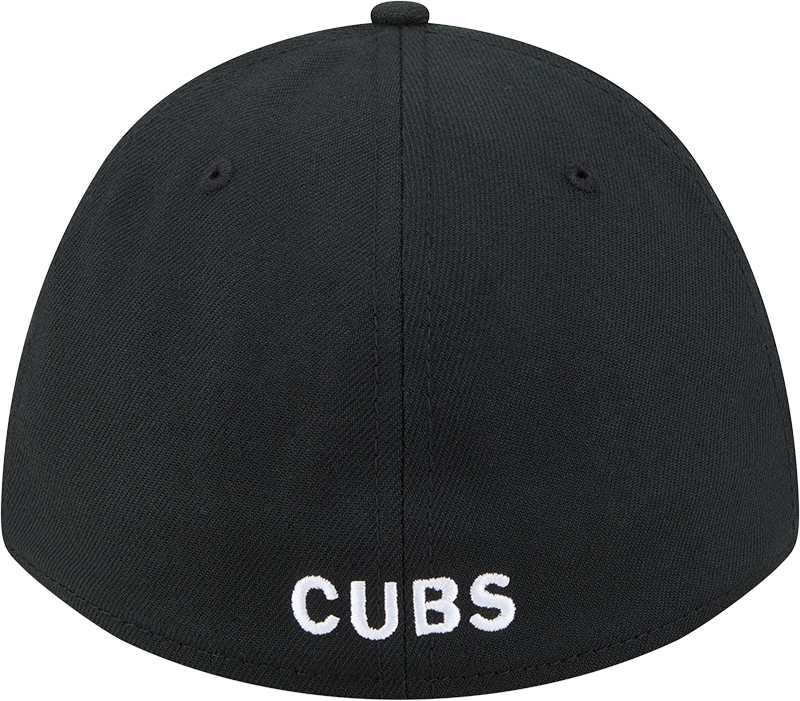 Chicago Cubs New Era M-Crown 39Thirty Black White Flex Fit Hat Official Team Hat Sports Fan Cap Official MLB Team Hat Baseball Fan Cap