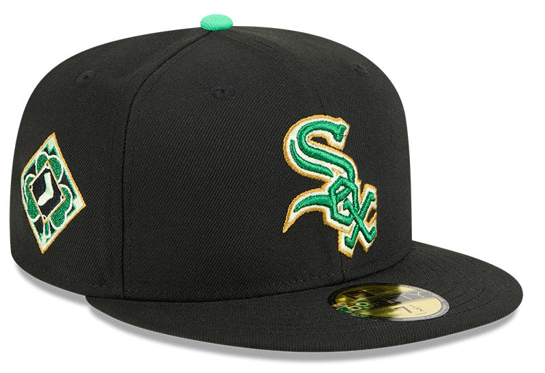 Men s Chicago White Sox New Era Black 2026 St Patrick s Day Authentic Collection On-Field 59FIFTY Fitted Hat Official Team Hat Sports Fan Cap Official