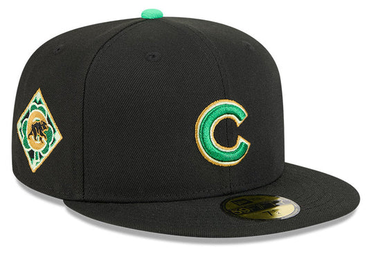 Men s Chicago Cubs New Era Black 2026 St Patrick s Day Authentic Collection On-Field 59FIFTY Fitted Hat Official Team Hat Sports Fan Cap Official MLB