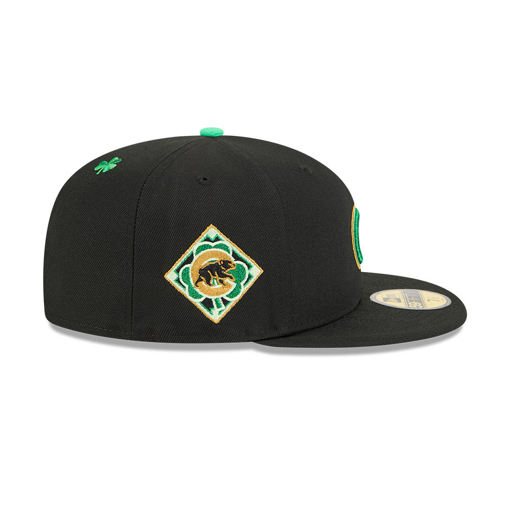 Men s Chicago Cubs New Era Black 2026 St Patrick s Day Authentic Collection On-Field 59FIFTY Fitted Hat Official Team Hat Sports Fan Cap Official MLB