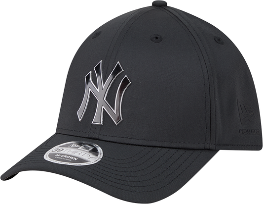 New York Yankees New Era M-Crown 39Thirty Metallic Black Performance Flex Fit Hat Official Team Hat Sports Fan Cap Official MLB Team Hat Baseball Fan