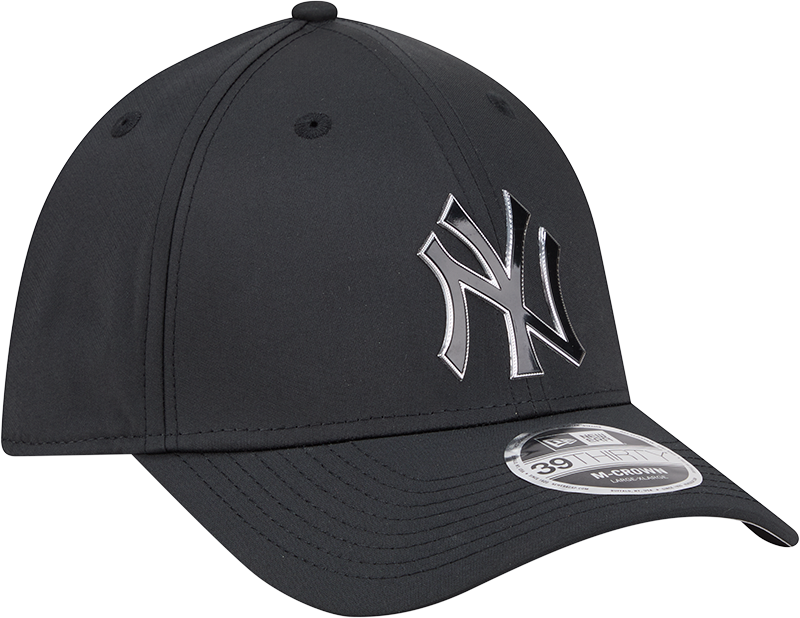 New York Yankees New Era M-Crown 39Thirty Metallic Black Performance Flex Fit Hat Official Team Hat Sports Fan Cap Official MLB Team Hat Baseball Fan