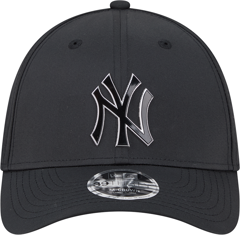 New York Yankees New Era M-Crown 39Thirty Metallic Black Performance Flex Fit Hat Official Team Hat Sports Fan Cap Official MLB Team Hat Baseball Fan