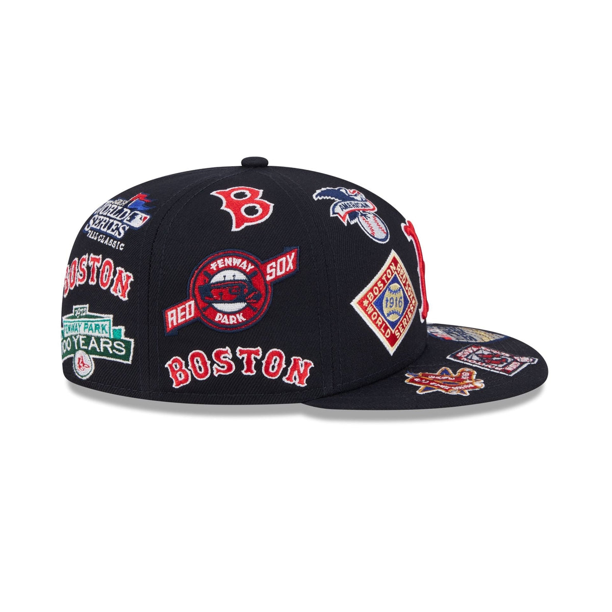 Boston Red Sox MLB All Over Patch 59FIFTY New Era Official Team Hat Sports Fan Cap Official MLB Team Hat Baseball Fan Cap
