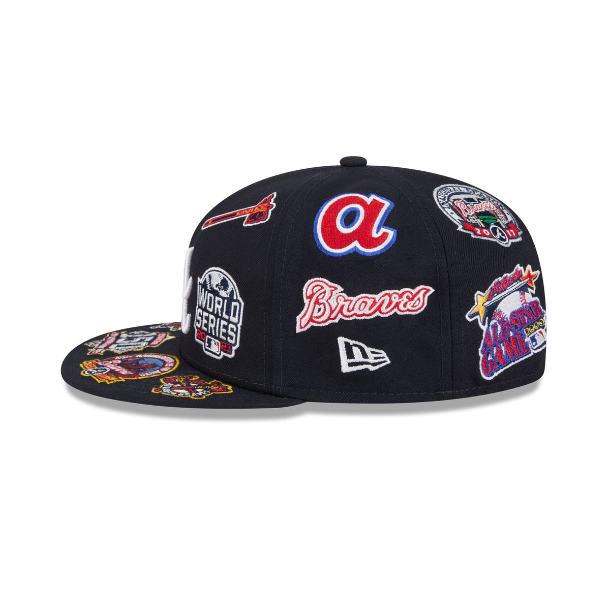 Atlanta Braves MLB All Over Patch 59FIFTY Fitted New Era Official Team Hat Sports Fan Cap Official MLB Team Hat Baseball Fan Cap