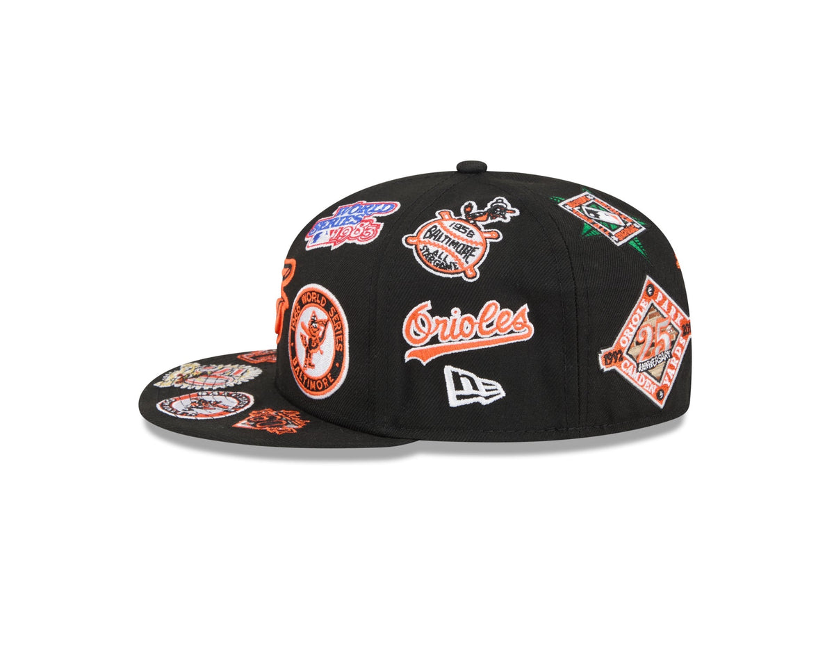 Baltimore Orioles MLB All Over Patch 59FIFTY Fitted New Era Official Team Hat Sports Fan Cap Official MLB Team Hat Baseball Fan Cap