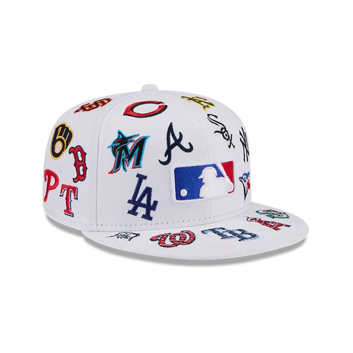 MLB All Over Patch 59FIFTY Fitted New Era White Official Team Hat Sports Fan Cap Official MLB Team Hat Baseball Fan Cap