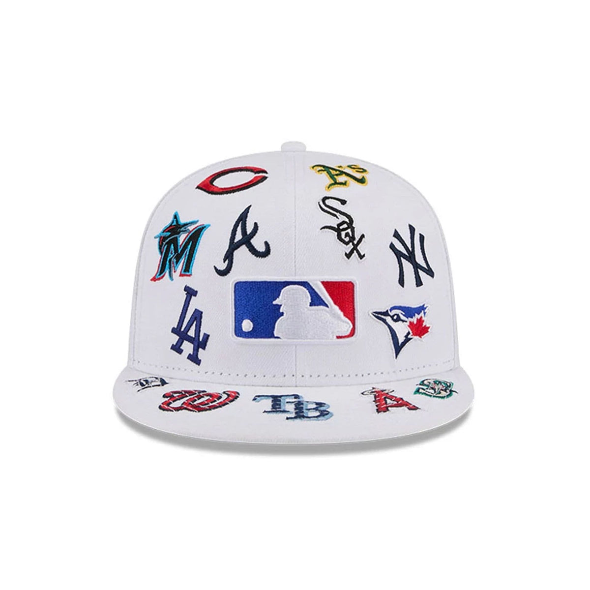 MLB All Over Patch 59FIFTY Fitted New Era White Official Team Hat Sports Fan Cap Official MLB Team Hat Baseball Fan Cap