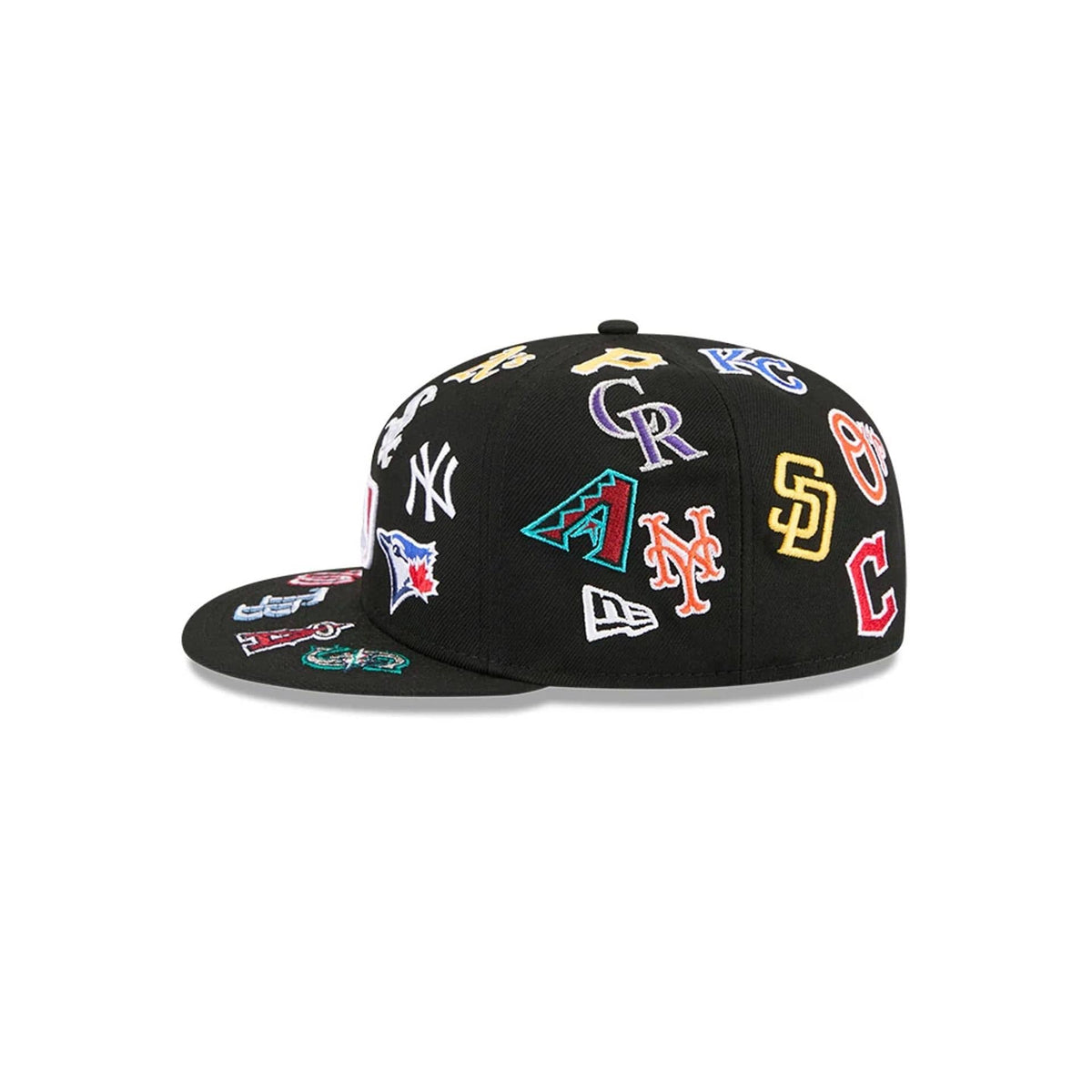 MLB All Over Patch 59FIFTY Fitted New Era Black Official Team Hat Sports Fan Cap Official MLB Team Hat Baseball Fan Cap