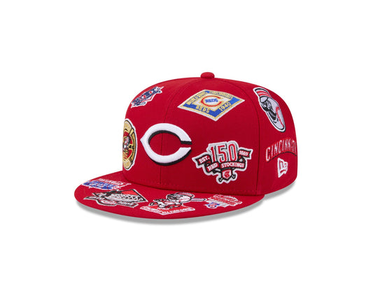 Cincinnati Reds MLB All Over Patch 59FIFTY Fitted New Era Official Team Hat Sports Fan Cap Official MLB Team Hat Baseball Fan Cap