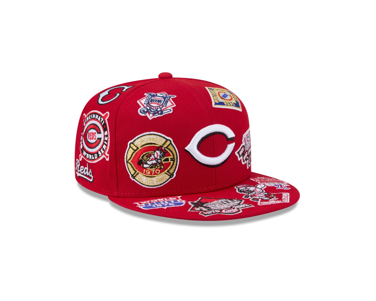 Cincinnati Reds MLB All Over Patch 59FIFTY Fitted New Era Official Team Hat Sports Fan Cap Official MLB Team Hat Baseball Fan Cap