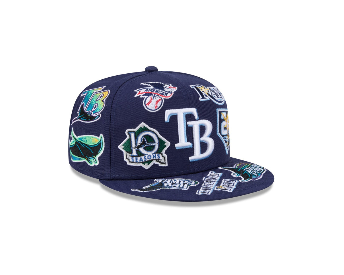 Tampa Bay Rays MLB All Over Patch 59FIFTY Fitted New Era Official Team Hat Sports Fan Cap Official MLB Team Hat Baseball Fan Cap
