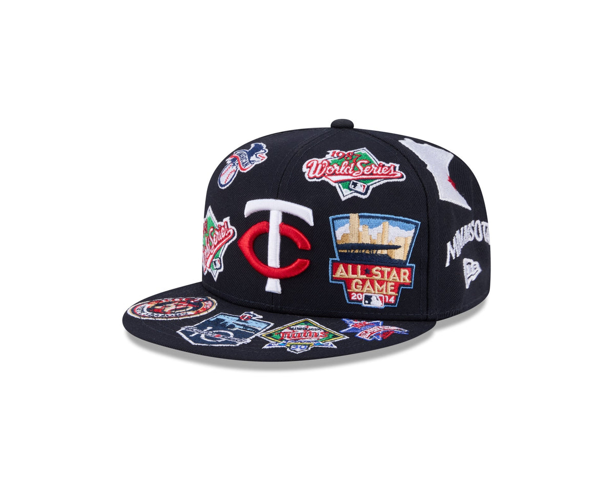 Minnesota Twins MLB All Over Patch 59FIFTY Fitted New Era Official Team Hat Sports Fan Cap Official MLB Team Hat Baseball Fan Cap