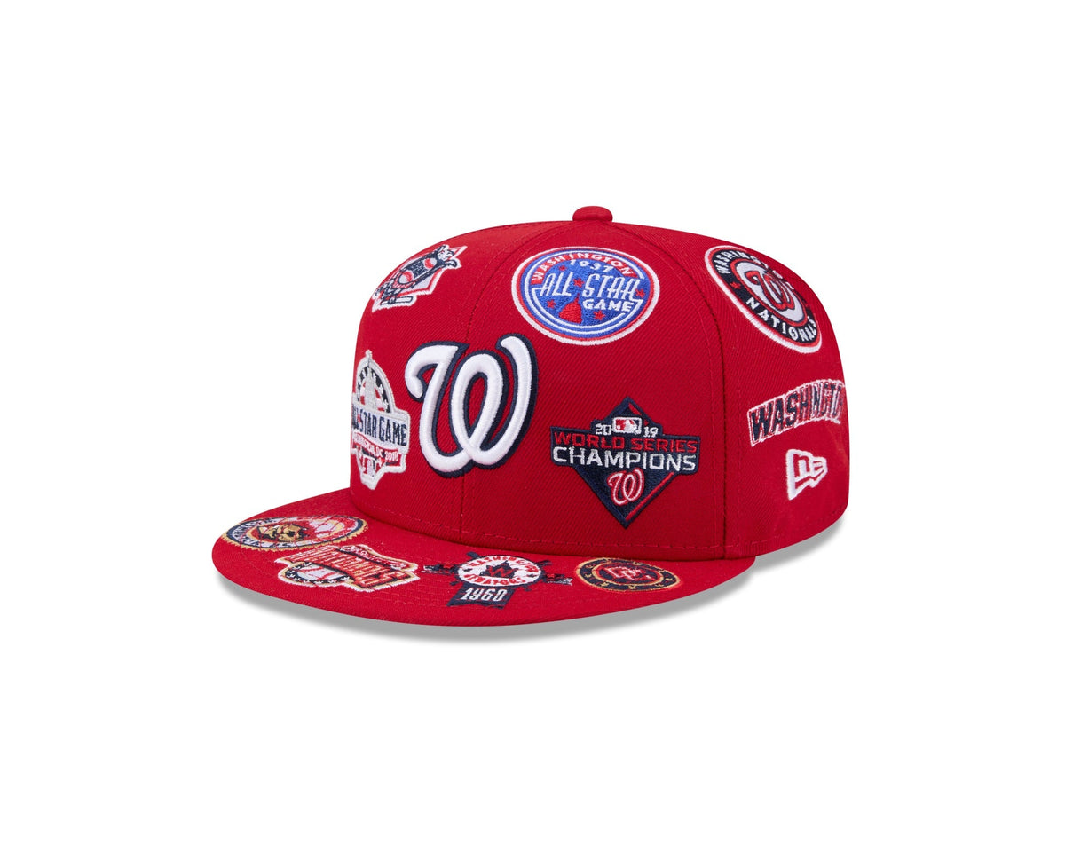 Washington Nationals MLB All Over Patch 59FIFTY Fitted New Era Official Team Hat Sports Fan Cap Official MLB Team Hat Baseball Fan Cap