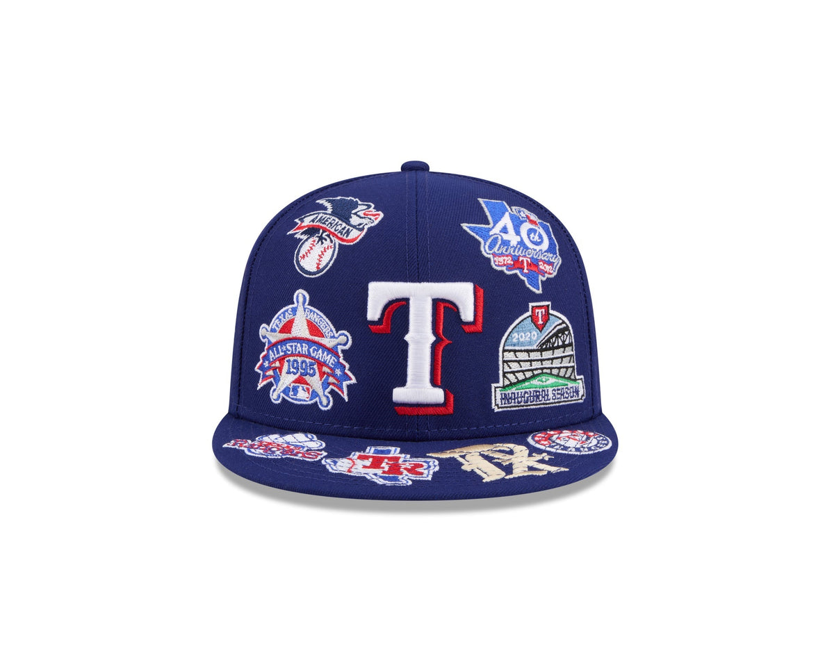 Texas Rangers MLB All Over Patch 59FIFTY Fitted New Era Official Team Hat Sports Fan Cap Official MLB Team Hat Baseball Fan Cap