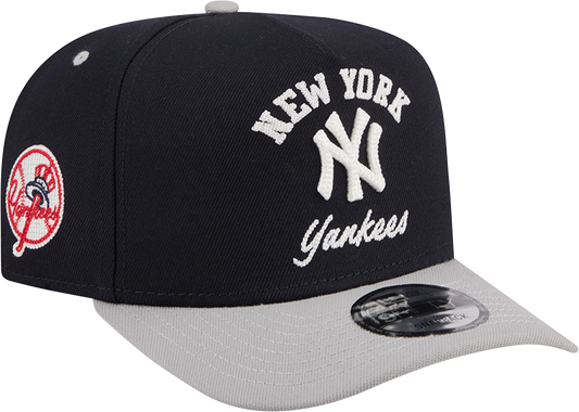 New York Yankees New Era Arched Navy A-Frame 9FIFTY Snapback Hat Official Team Hat Sports Fan Cap Official MLB Team Hat Baseball Fan Cap