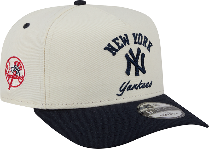 New York Yankees New Era Arched Ivory A-Frame 9FIFTY Snapback Hat Official Team Hat Sports Fan Cap Official MLB Team Hat Baseball Fan Cap