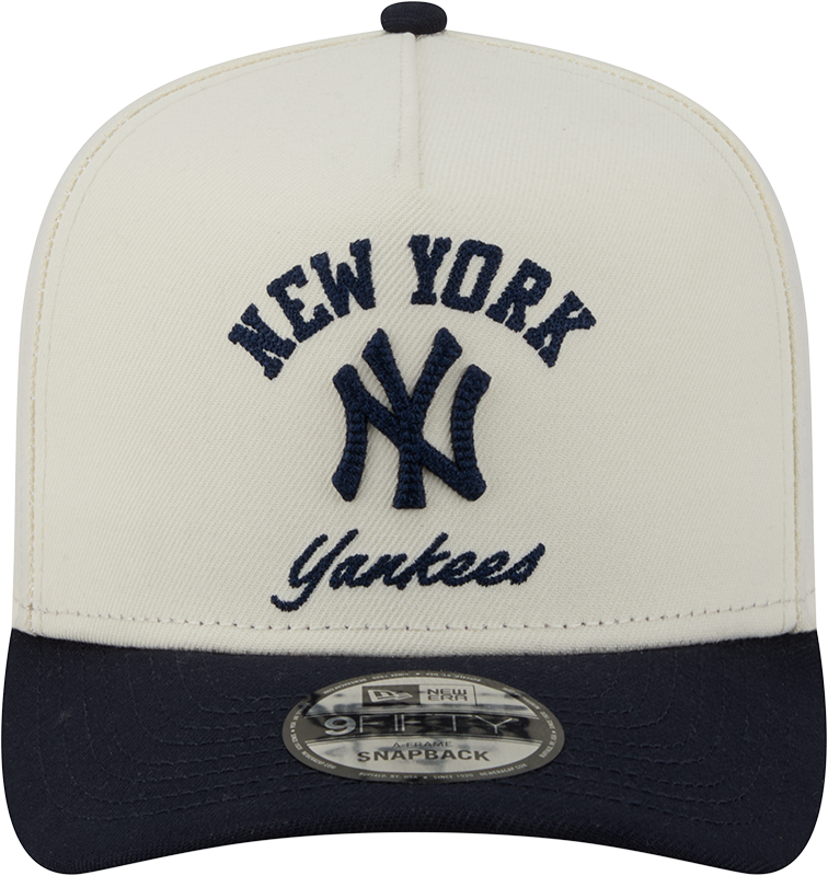 New York Yankees New Era Arched Ivory A-Frame 9FIFTY Snapback Hat Official Team Hat Sports Fan Cap Official MLB Team Hat Baseball Fan Cap