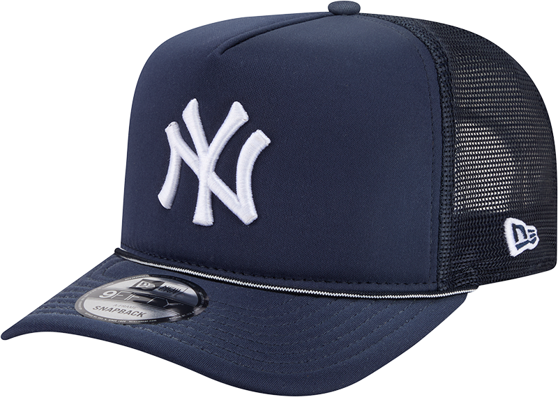 New York Yankees New Era Navy Worn A-Frame 9FIFTY Trucker Snapback Hat Official Team Hat Sports Fan Cap Official MLB Team Hat Baseball Fan Cap