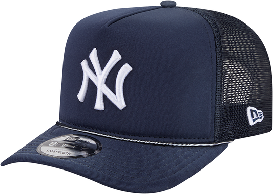 New York Yankees New Era Navy Worn A-Frame 9FIFTY Trucker Snapback Hat Official Team Hat Sports Fan Cap Official MLB Team Hat Baseball Fan Cap