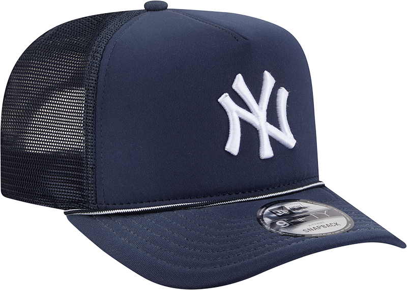 New York Yankees New Era Navy Worn A-Frame 9FIFTY Trucker Snapback Hat Official Team Hat Sports Fan Cap Official MLB Team Hat Baseball Fan Cap