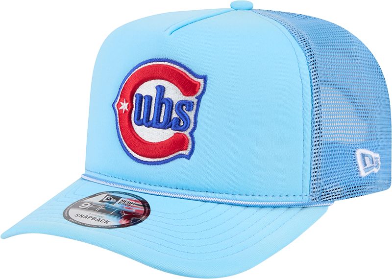 Chicago Cubs New Era Blue Worn A-Frame 9FIFTY Trucker Snapback Hat Official Team Hat Sports Fan Cap Official MLB Team Hat Baseball Fan Cap