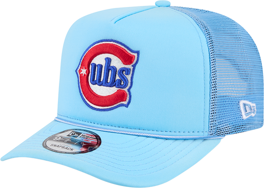Chicago Cubs New Era Blue Worn A-Frame 9FIFTY Trucker Snapback Hat Official Team Hat Sports Fan Cap Official MLB Team Hat Baseball Fan Cap
