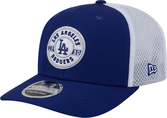 Men s Los Angeles Dodgers New Era Circle Patch 9SEVENTY Trucker Adjustable Hat Official Team Hat Sports Fan Cap Official MLB Team Hat Baseball Fan Cap