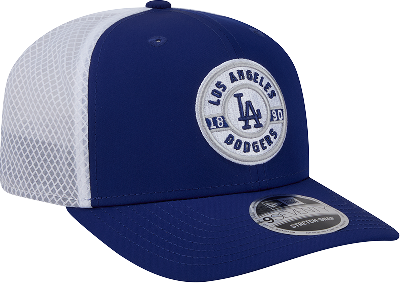 Men s Los Angeles Dodgers New Era Circle Patch 9SEVENTY Trucker Adjustable Hat Official Team Hat Sports Fan Cap Official MLB Team Hat Baseball Fan Cap