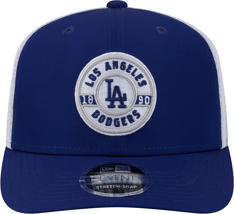 Men s Los Angeles Dodgers New Era Circle Patch 9SEVENTY Trucker Adjustable Hat Official Team Hat Sports Fan Cap Official MLB Team Hat Baseball Fan Cap