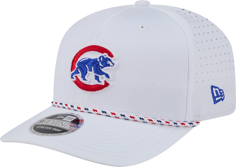 Chicago Cubs New Era White Sport Rope 9SEVENTY Stretch Snap Adjustable Hat-Walking Bear Official Team Hat Sports Fan Cap Official MLB Team Hat Basebal