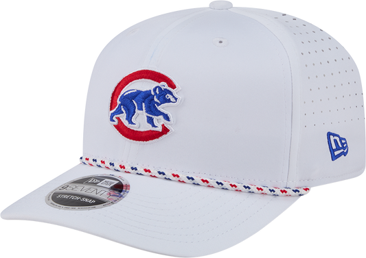 Chicago Cubs New Era White Sport Rope 9SEVENTY Stretch Snap Adjustable Hat-Walking Bear Official Team Hat Sports Fan Cap Official MLB Team Hat Basebal