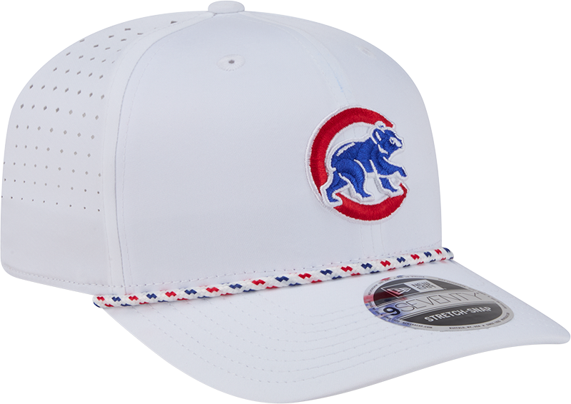 Chicago Cubs New Era White Sport Rope 9SEVENTY Stretch Snap Adjustable Hat-Walking Bear Official Team Hat Sports Fan Cap Official MLB Team Hat Basebal