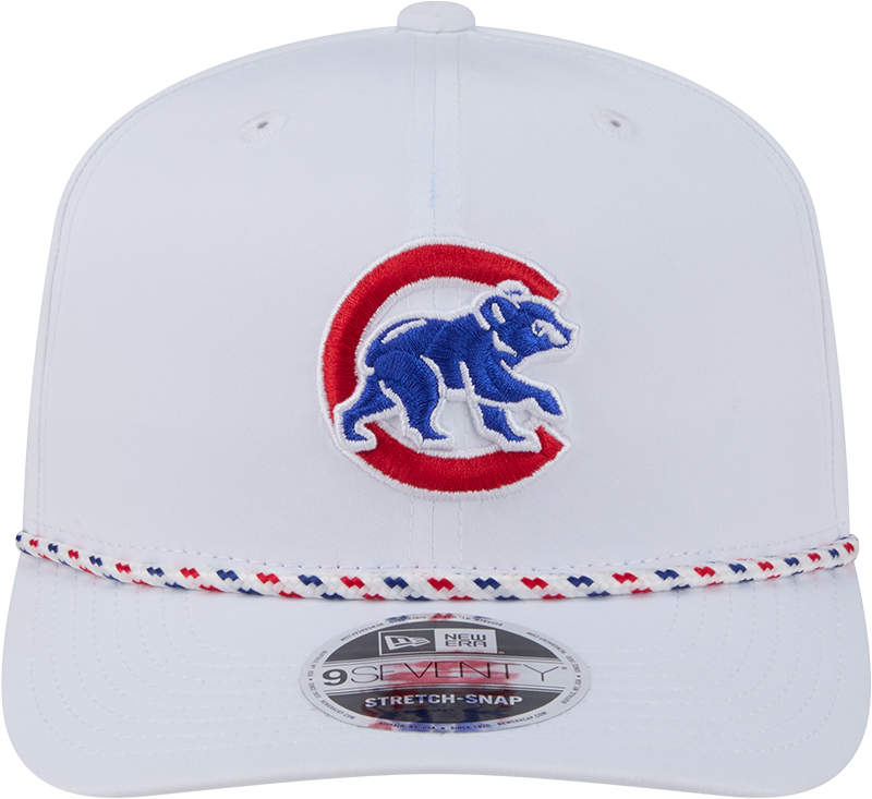 Chicago Cubs New Era White Sport Rope 9SEVENTY Stretch Snap Adjustable Hat-Walking Bear Official Team Hat Sports Fan Cap Official MLB Team Hat Basebal